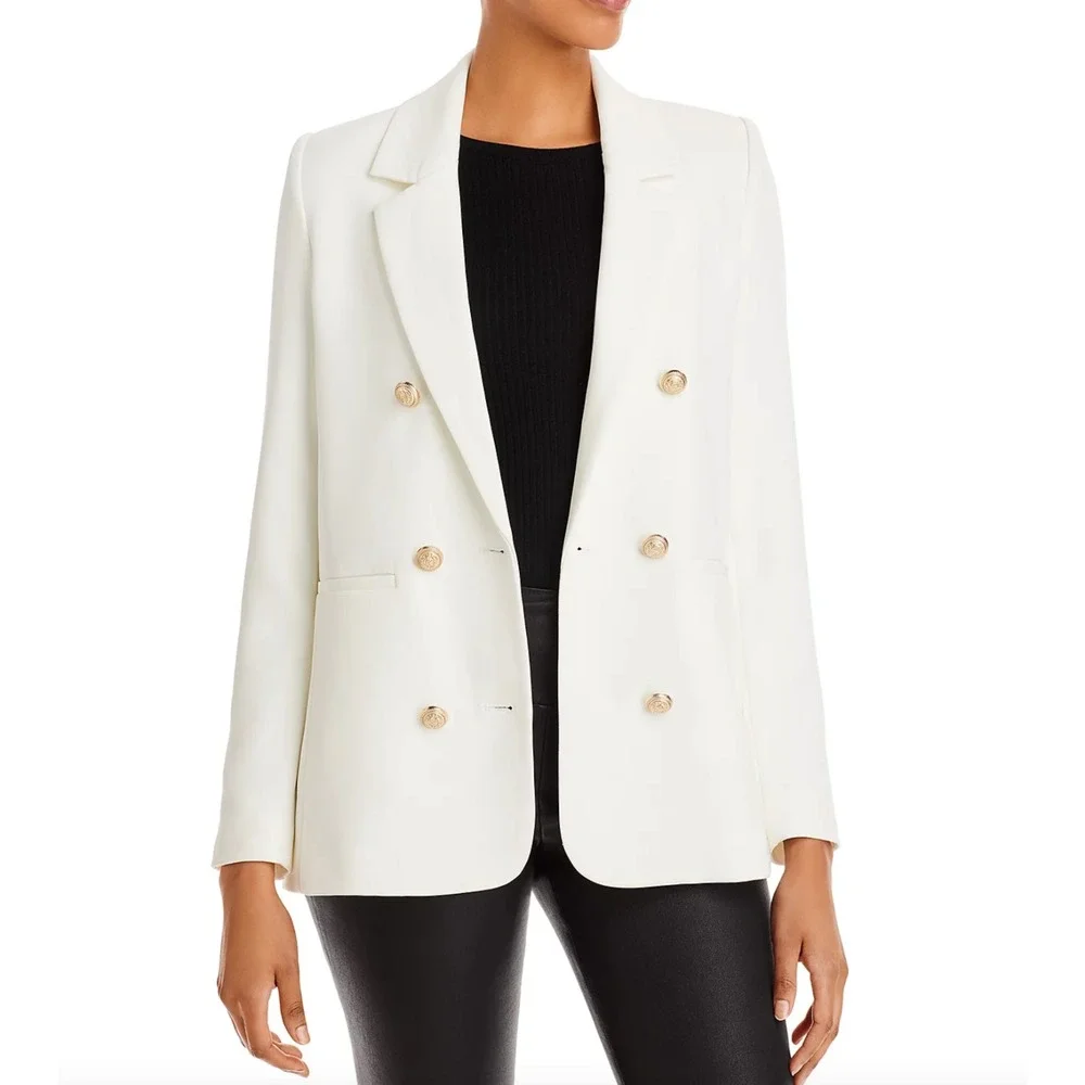 Generation Love Leighton Double Breasted Crepe Blazer XS‎ White SP23332 NEW